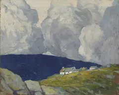Paul Henry, Cottages, Connemara, Oil on board