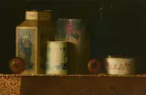 Martin Mooney, Still Life With Green Gilded Bottle, Oil on canvas
