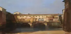 Light Falling On The Ponte Vecchio, Florence, Italy by Martin Mooney, Oil on board, sold Nov 2021