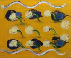 Paki Smith, I Dreamed Of A White Snake In The Garden, Oil on jackfruit board