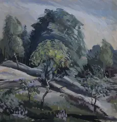 Bea Orpen, LANDSCAPE WITH TREES by A STREAM, Gouache