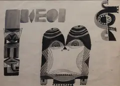 Owl by Colin Middleton, Ink on paper, sold Oct 2021