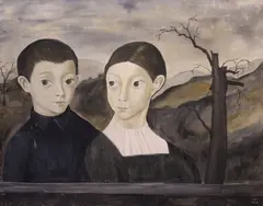 Reginald Gray, Two Young, Rouen, 1963, Oil and marbledust on canvas