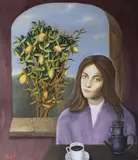 Reginald Gray, Girl And Lemon Tree, Tempera on canvas