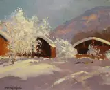 Winter Snow Scene by George K. Gillespie, Oil on board, sold Sep 2021