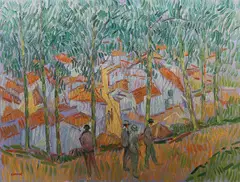 Desmond Carrick, Conversations In Nerja, Oil on board