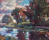 Grand Canal, Lucan by Norman Teeling, Oil on board, sold Sep 2021