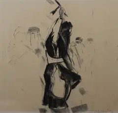 John B. Vallely, Algerian Dancer, Charcoal