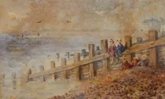 Rose Barton, Children On The Shore, Watercolour