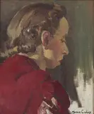 Portrait by Maurice Canning Wilks, Oil on canvas board, sold Sep 2021
