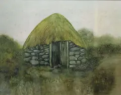 Geoff Rhind, Thatched Hut, Acrylic on board
