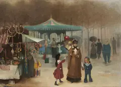Henry Jones Thaddeus, A Passing Mist On The Champs Elysses, Oil on canvas