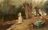 Alfred Glendening Jnr, An Appointment At Wargrave Backwater, Oil on canvas