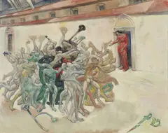 The Melee by Mary Swanzy, Oil on canvas, sold Jun 2021