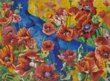 Kenneth Webb, POPPIES by WATER, ENCHANTED GARDEN, Oil on canvas
