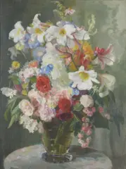 Moyra Barry, Summer Flowers, Oil on canvas