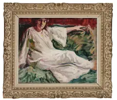Sur Le Divan by Roderic O'Conor, Oil on canvas, sold Jun 2021