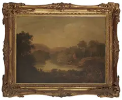 John Henry Campbell, Lord Wicklows Boat House, Arklow River, Oil on canvas