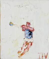 Hammer Throw by John B. Vallely, Oil on canvas, sold Jun 2021
