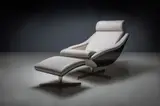 Roche Bobois, A Leather Swivel 'Bakea' Armchair & Stool, attributed to ROCHE BOBOIS
