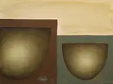 Derek Rowan, Bowls On Squares, 2004, Oil on canvas board