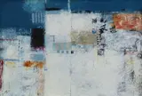 Michael Hales, Lost Cities, Pale Blue Tiles, Encanstic and oils on birch ply