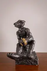 Boxing Bear With Straps by Patrick O'Reilly, Bronze, sold Jun 2021