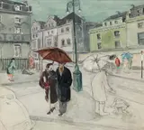 Barbara Warren, Rainy Day In Dublin, Watercolour and pencil