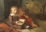 Children Reading by Maria Spilsbury Taylor, Oil on canvas, sold Mar 2021
