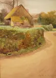Carlton Alfred Smith, FARM BUILDING by A ROAD, Watercolour