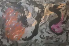 Abstract by Michael Mulcahy, Mixed media/ crayon on canvas paper, sold Mar 2021