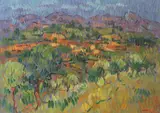 Desmond Carrick, View From The Valley, Nerja, Oil on board (unframed)