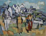 Desmond Carrick, Passers-By, Oil on canvas (unframed)