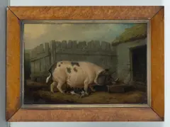 Henry Bernard Chalon, A Gloucestershire Old Spot Pig And Her Piglets, 1829, Oil on board