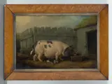 Henry Bernard Chalon, A Gloucestershire Old Spot Pig And Her Piglets, 1829, Oil on board