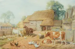 Edward Brice Stanley Montefiore, Farmyard Scene, 1912, Watercolour