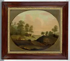 Henry Baynes, A Pair Of Country Landscapes, Oil on canvas Feigned oval