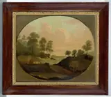 Henry Baynes, A Pair Of Country Landscapes, Oil on canvas Feigned oval