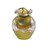 Loetz, A Loetz Silver Overlaid Glass Vase Circa 1900, glass vase, overlaid in silver leafing vine