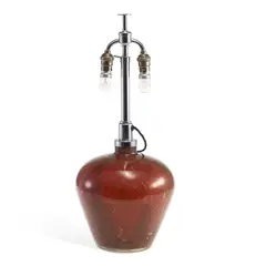 Wmf Ikora, A Wmf Ikora Glass Table Lamp Circa 1930, glass body with mottled and fissured decoration, fitted with chrome-plated mounts and