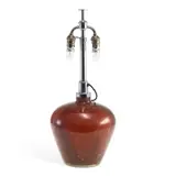 Wmf Ikora, A Wmf Ikora Glass Table Lamp Circa 1930, glass body with mottled and fissured decoration, fitted with chrome-plated mounts and