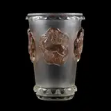 René Lalique, René Lalique (French, 1860-1945) A 'Camargue' Vase, Designed 1942, glass, moulded with undulating bands around rim and base and with medallions of leapi