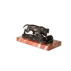Carl Kauba, , A Patinated Bronze Model Of A Hunting Dog Stalking A Game Bird, marble base