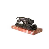 Carl Kauba, , A Patinated Bronze Model Of A Hunting Dog Stalking A Game Bird, marble base