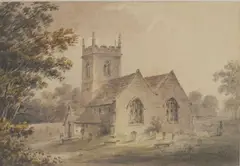David Parkes, Edgebaston Church, Pencil and watercolour