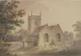 David Parkes, Edgebaston Church, Pencil and watercolour