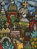 Brian Whelan, Holy City, Oil and tin foil on paper/board Sold