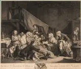 Jean Jacques Flipart, After Greuze (1725-1805) La Paralytique Servi Par Ses Enfants, Engraving, published