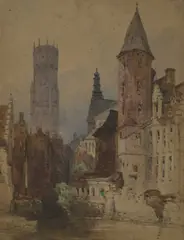 William Callow, A View In Bruges, Pencil and watercolour