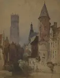 William Callow, A View In Bruges, Pencil and watercolour